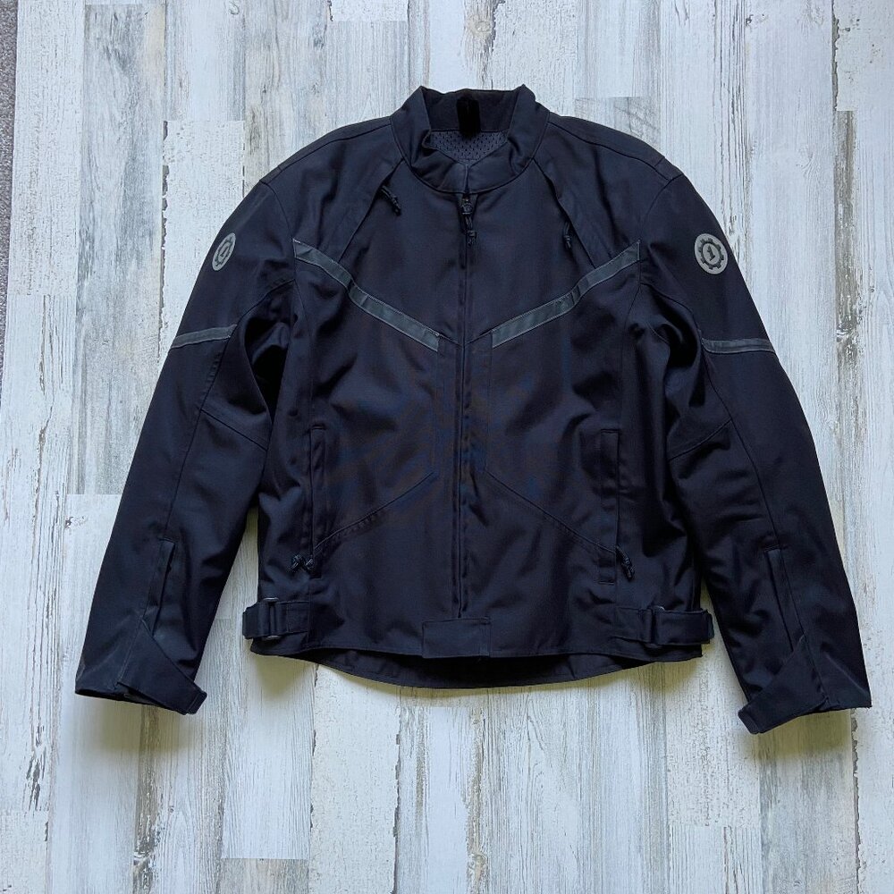 First Gear Mens Size Medium Rush Hypertex  Motorcycle Jacket Black/Gray